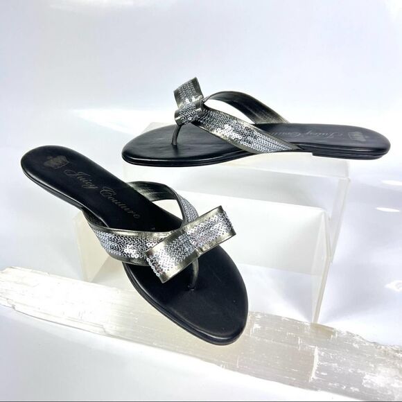 JUICY COUTURE Size 8.5 Flat Thong w Bow Gold Bottom - Picture 8 of 8